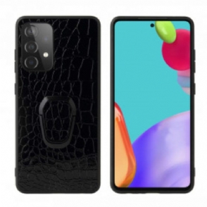 Hoesje voor Samsung Galaxy A52 4G / A52 5G / A52s 5G Ringbeugel In Krokodilstijl