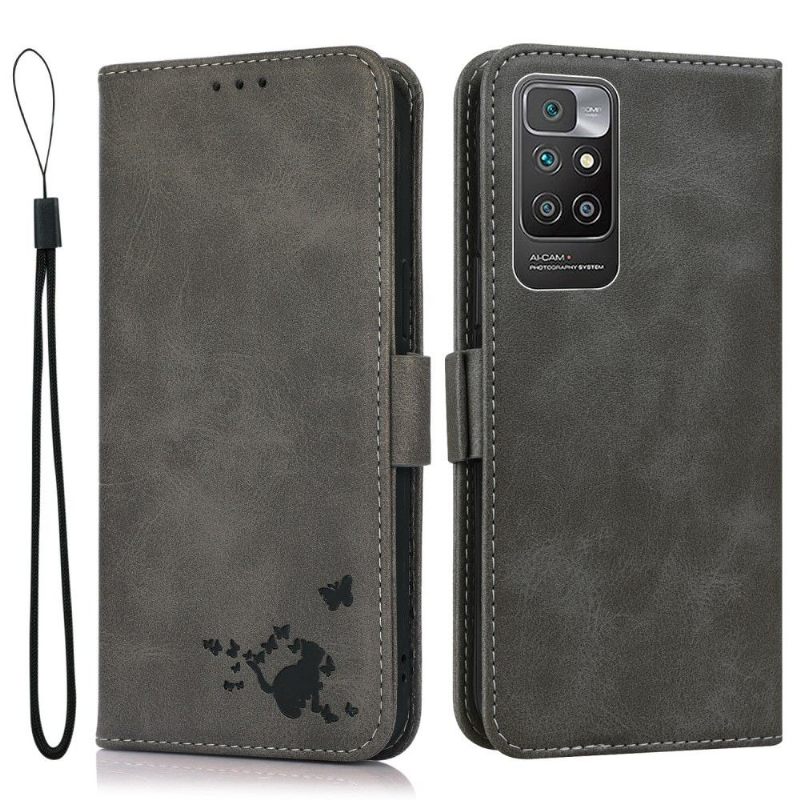 Folio-hoesje voor Xiaomi Redmi 10 Kattenillustratie Met Leereffect