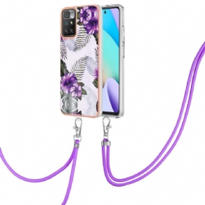 Hoesje voor Xiaomi Redmi 10 Met Koord Exotische Bloemen