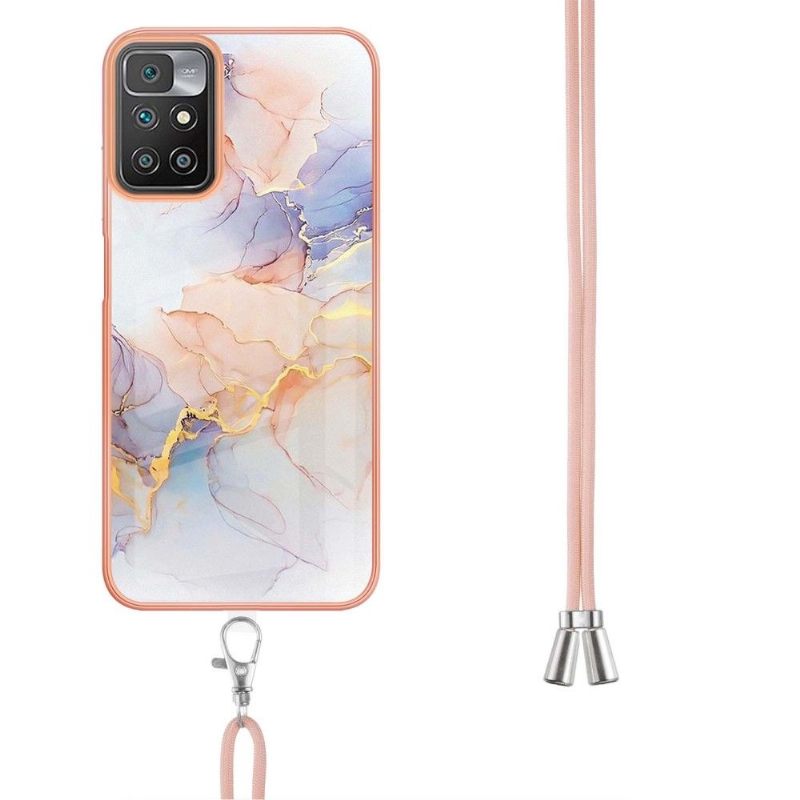 Hoesje voor Xiaomi Redmi 10 Met Koord Gekleurd Marmer
