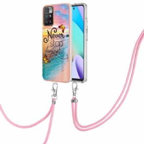 Hoesje voor Xiaomi Redmi 10 Met Koord Stop Nooit Met Dromen