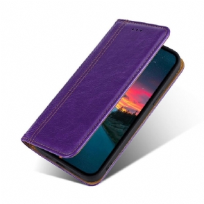 Leren Hoesje voor Xiaomi Redmi 10 Folio-hoesje Flip Folio-naden