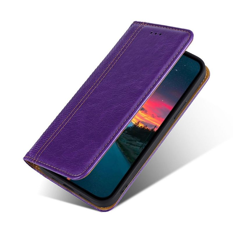 Leren Hoesje voor Xiaomi Redmi 10 Folio-hoesje Flip Folio-naden