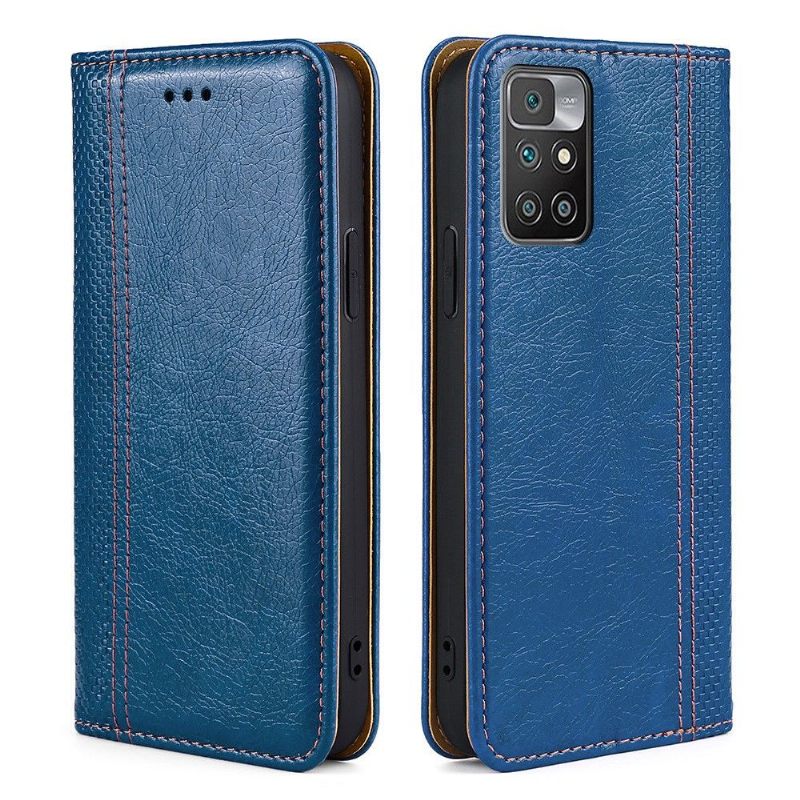 Leren Hoesje voor Xiaomi Redmi 10 Folio-hoesje Flip Folio-naden