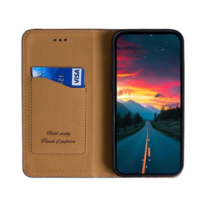 Leren Hoesje voor Xiaomi Redmi 10 Folio-hoesje Flip Folio-naden