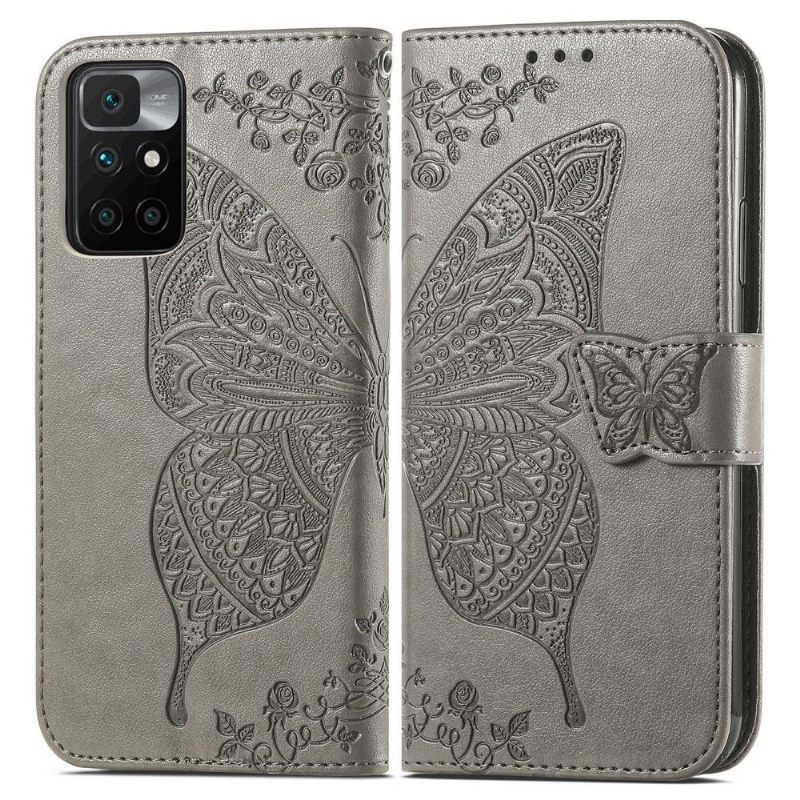 Leren Hoesje voor Xiaomi Redmi 10 Reliëfvlinder