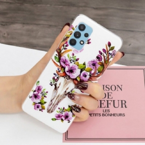 Hoesje voor Samsung Galaxy A32 4G Lichtgevende Herten En Bloemen