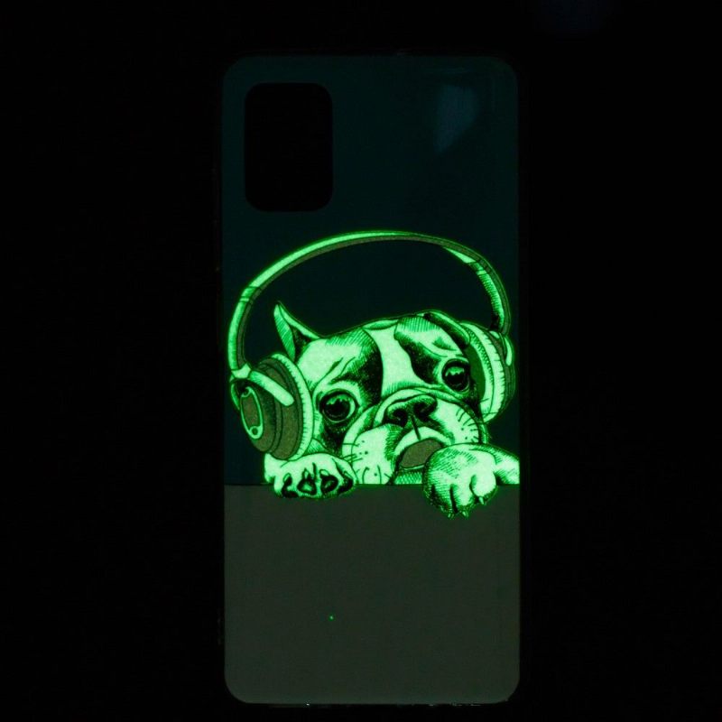 Telefoonhoesje voor Samsung Galaxy A32 4G Bescherming Lichtgevende Hond Die Naar Muziek Luistert