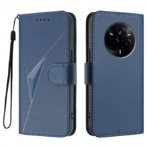 Flip Case Leren Realme 14 Pro 5g Driehoekig Patroon