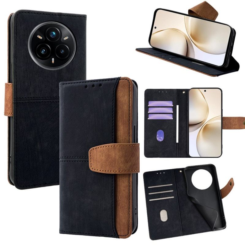 Flip Case Leren Realme 14 Pro 5g Tweekleurige Rfid-blokkering