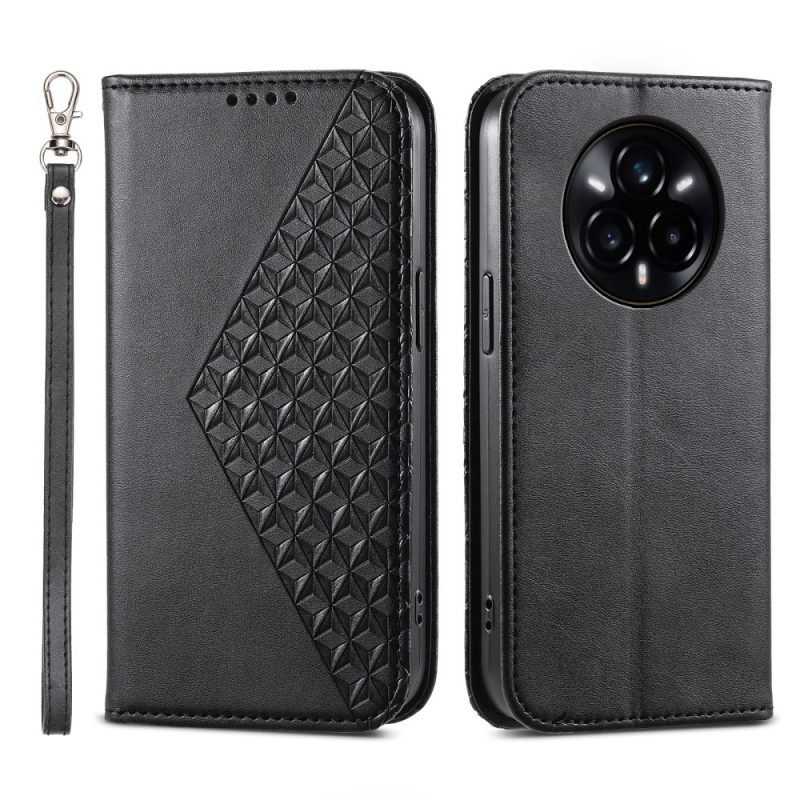 Folio-hoesje Realme 14 Pro 5g Gestructureerd Ontwerp Met Karabijnsluiting Bescherming Hoesje