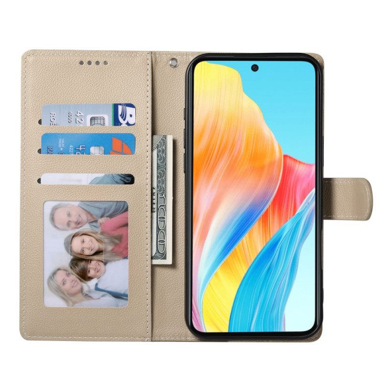 Folio-hoesje Realme 14 Pro 5g Telefoonhoesje Effen Leerlook Met Bandje