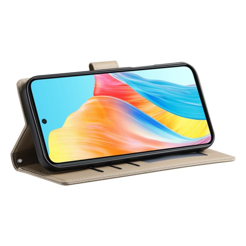 Folio-hoesje Realme 14 Pro 5g Telefoonhoesje Effen Leerlook Met Bandje