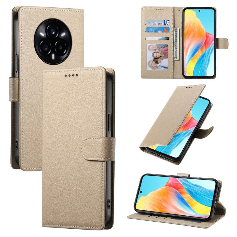 Folio-hoesje Realme 14 Pro 5g Telefoonhoesje Effen Leerlook Met Bandje