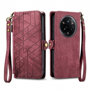 Folio-hoesje Realme 14 Pro 5g Telefoonhoesje Portemonnee Met Rits En Geometrisch Design