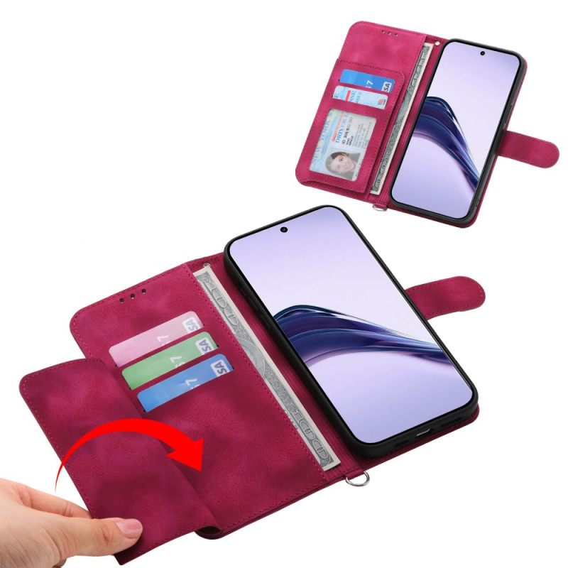 Leren Hoesje Realme 14 Pro 5g Bloemenkant Met Bandje Bescherming Hoesje