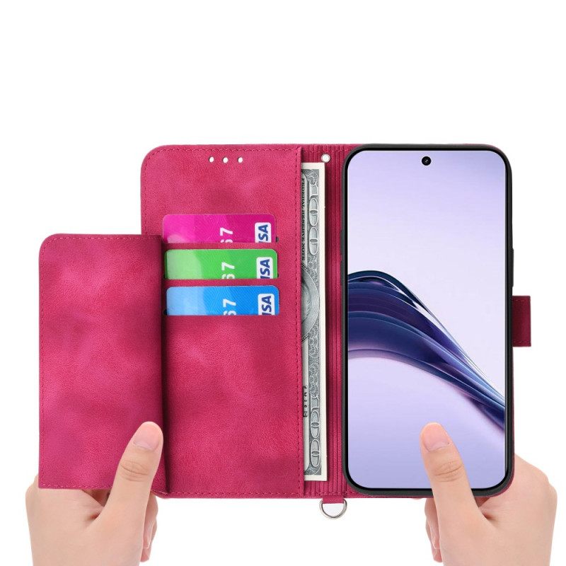 Leren Hoesje Realme 14 Pro 5g Bloemenkant Met Bandje Bescherming Hoesje