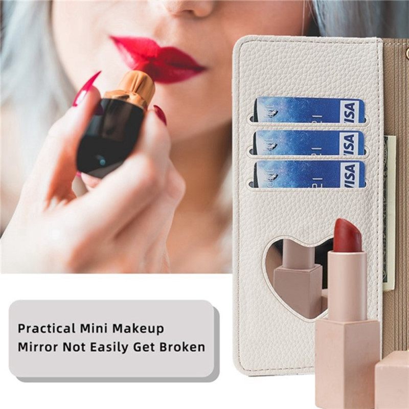 Leren Hoesje Realme 14 Pro 5g Spiegel En Ketting