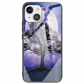 Hoesje voor iPhone 14 Boom En Maan Gehard Glas