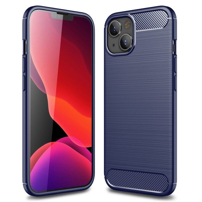 Hoesje voor iPhone 14 Geborstelde Koolstofvezel