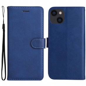 Leren Hoesje voor iPhone 14 Met Ketting Effen Met Bandje