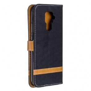 Leren Hoesje voor Huawei Mate 30 Lite Bescherming Stoffen Bekleding Met Riem