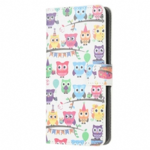Leren Hoesje voor Samsung Galaxy M12 / A12 Meerdere Uilen