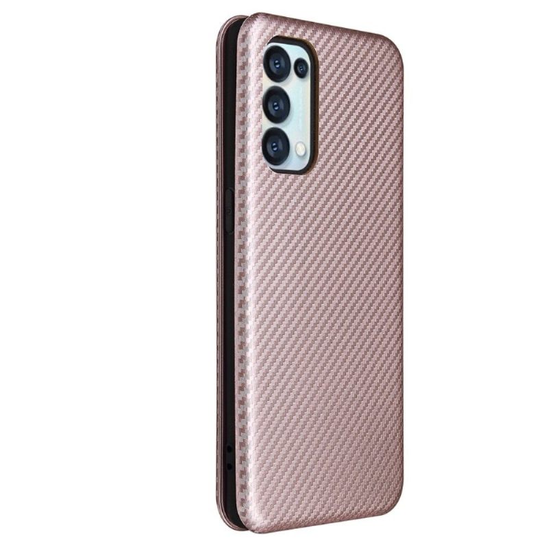 Folio-hoesje voor Oppo Find X3 Lite Kunstleer In Koolstofvezelstijl