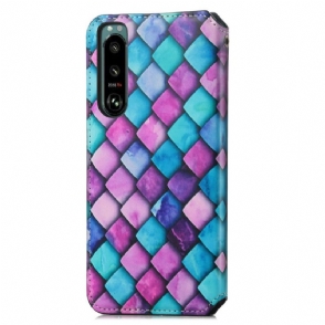 Leren Hoesje voor Sony Xperia 5 III Bescherming Gekleurde Schaalstijl