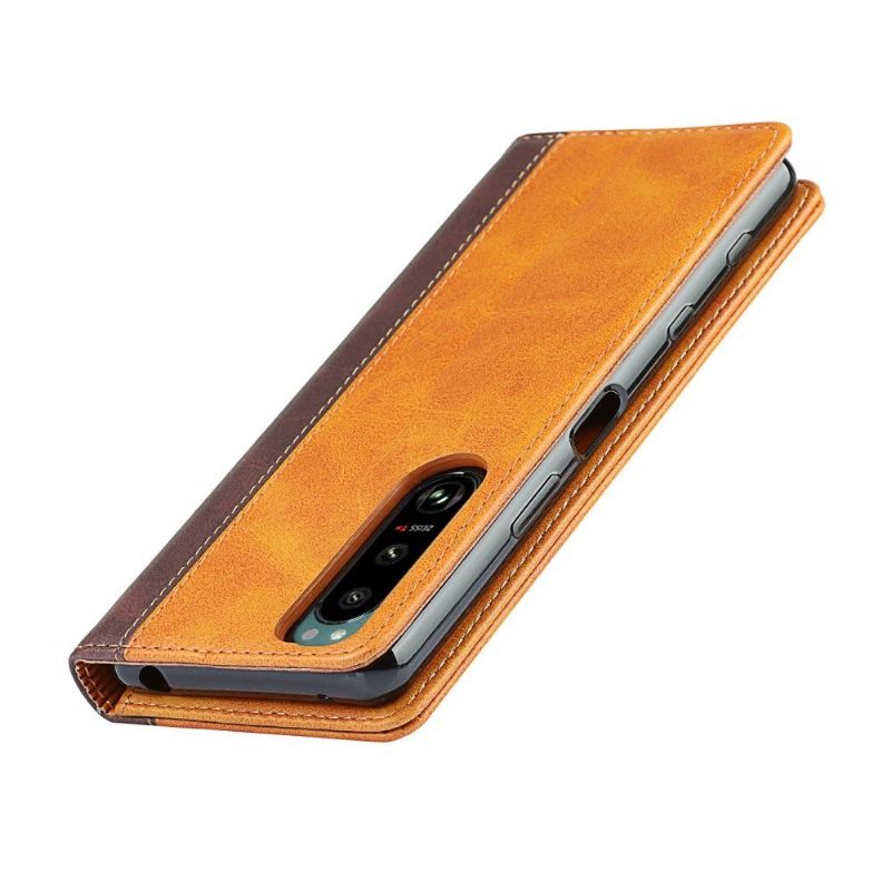 Leren Hoesje voor Sony Xperia 5 III Folio-hoesje Tweekleurige Flap Kaarthouder