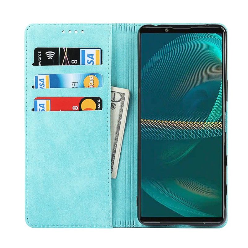 Leren Hoesje voor Sony Xperia 5 III Folio-hoesje Tweekleurige Flap Kaarthouder