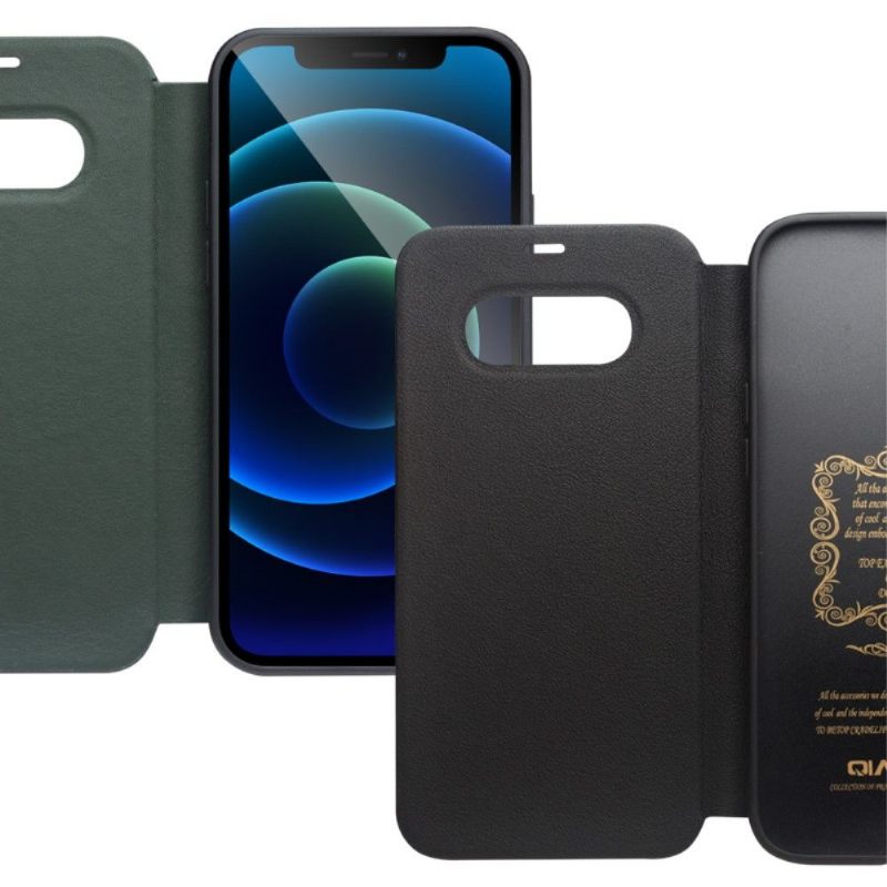 Folio-hoesje voor iPhone 12 / 12 Pro Echt Leer Met Venster