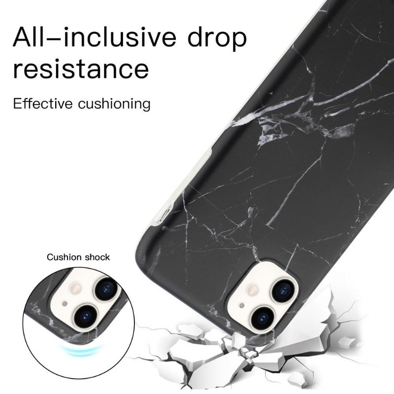 Hoesje voor iPhone 12 / 12 Pro Anti-fall Marmer Met Koordriem