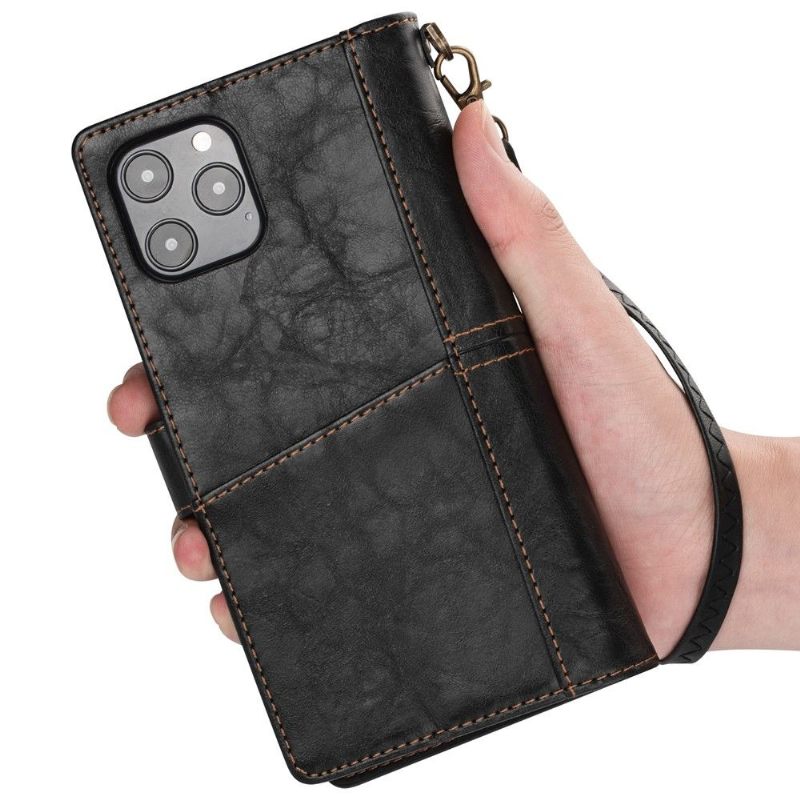 Leren Hoesje voor iPhone 12 / 12 Pro Bescherming Retro-stijl Met Meerdere Compartimenten