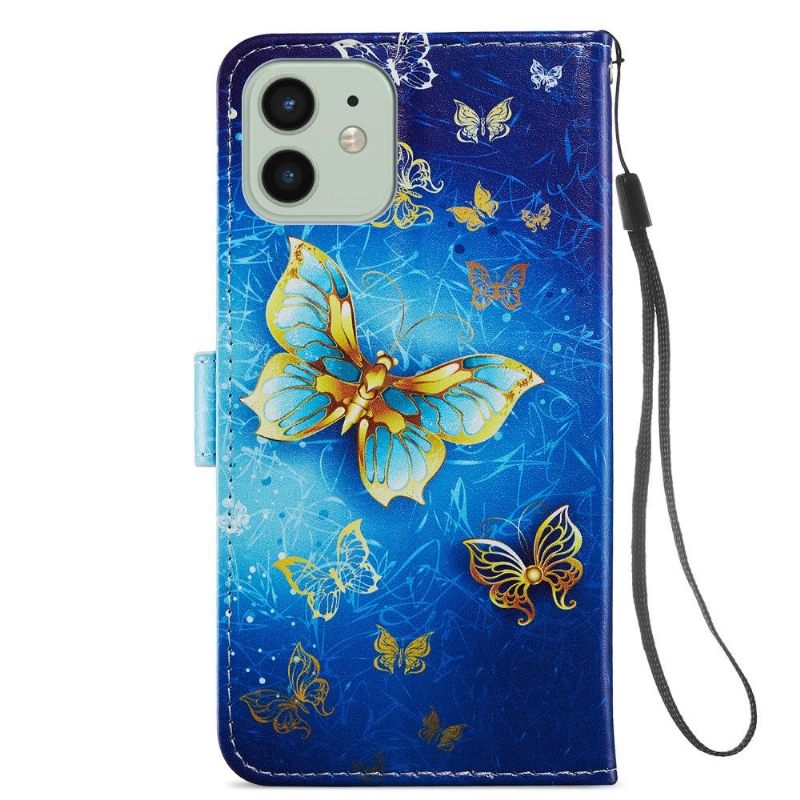 Leren Hoesje voor iPhone 12 / 12 Pro Gouden Vlinder