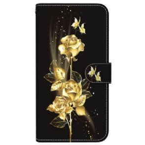 Folio-hoesje Oppo Reno 13 Pro 5g Telefoonhoesje Gouden En Roze Vlinders