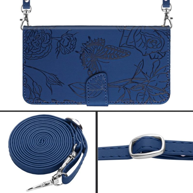 Folio-hoesje Oppo Reno 13 Pro 5g Telefoonhoesje Vlinderprint Met Schouderband