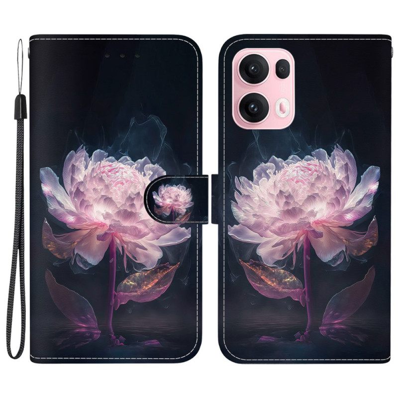 Leren Hoesje Oppo Reno 13 Pro 5g Paarse Pioenroos Bescherming Hoesje