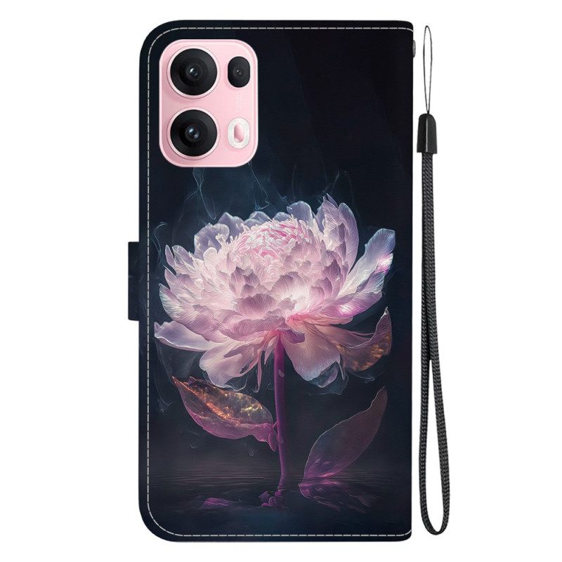 Leren Hoesje Oppo Reno 13 Pro 5g Paarse Pioenroos Bescherming Hoesje
