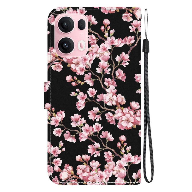 Leren Hoesje Voor Oppo Reno 13 Pro 5g Pruimenbloesems