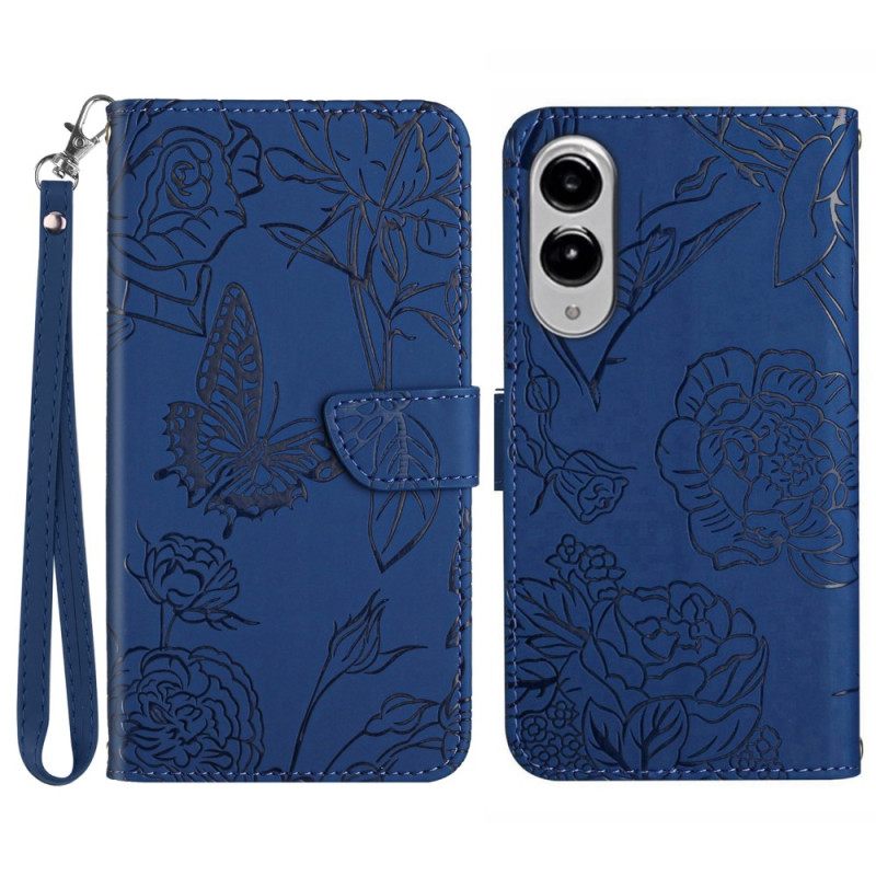 Bescherming Hoesje Samsung Galaxy S25 5g Edge Vlinderprint Met Bandje