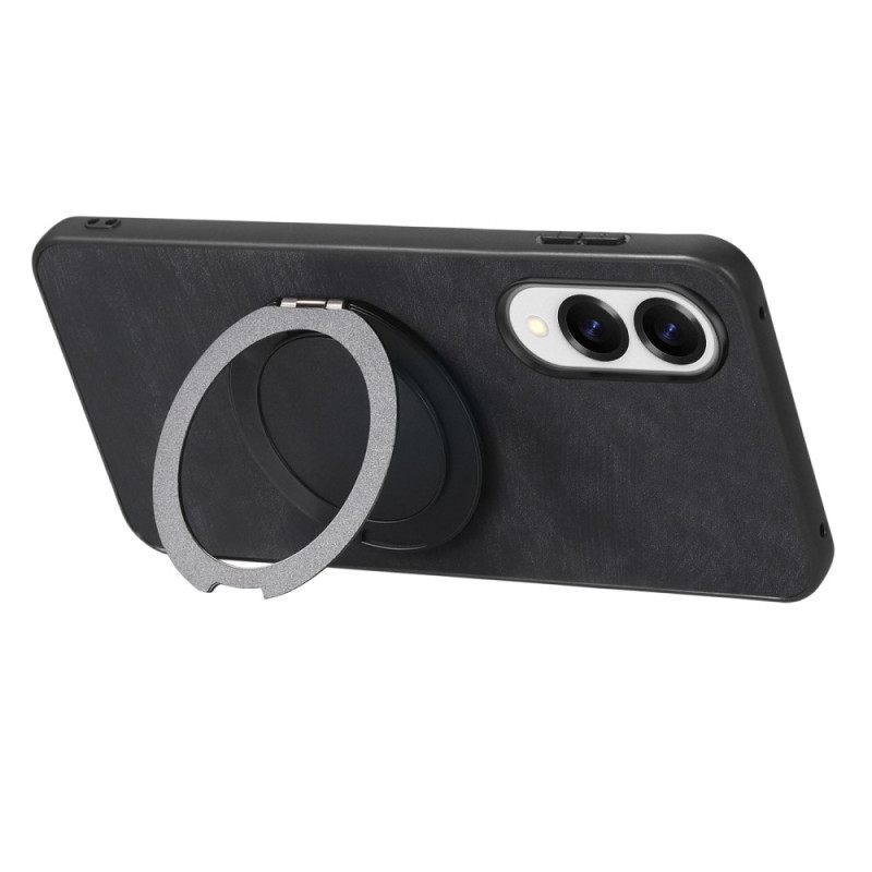 Case Hoesje Samsung Galaxy S25 5g Edge Telefoonhoesje Suède-effect Met Draaibare Standaard