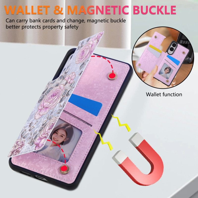 Cover Hoesje Samsung Galaxy S25 5g Edge Telefoonhoesje Kaarthouder Met Bloemenmotief