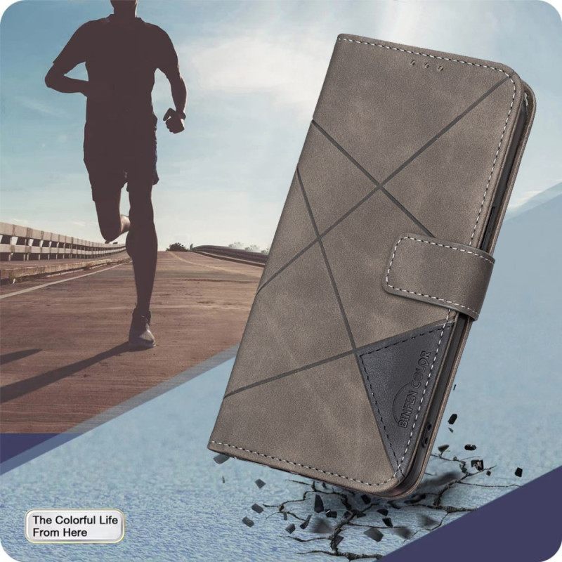 Flip Case Leren Samsung Galaxy S25 5g Edge Geometrisch Patroon Binfen Color