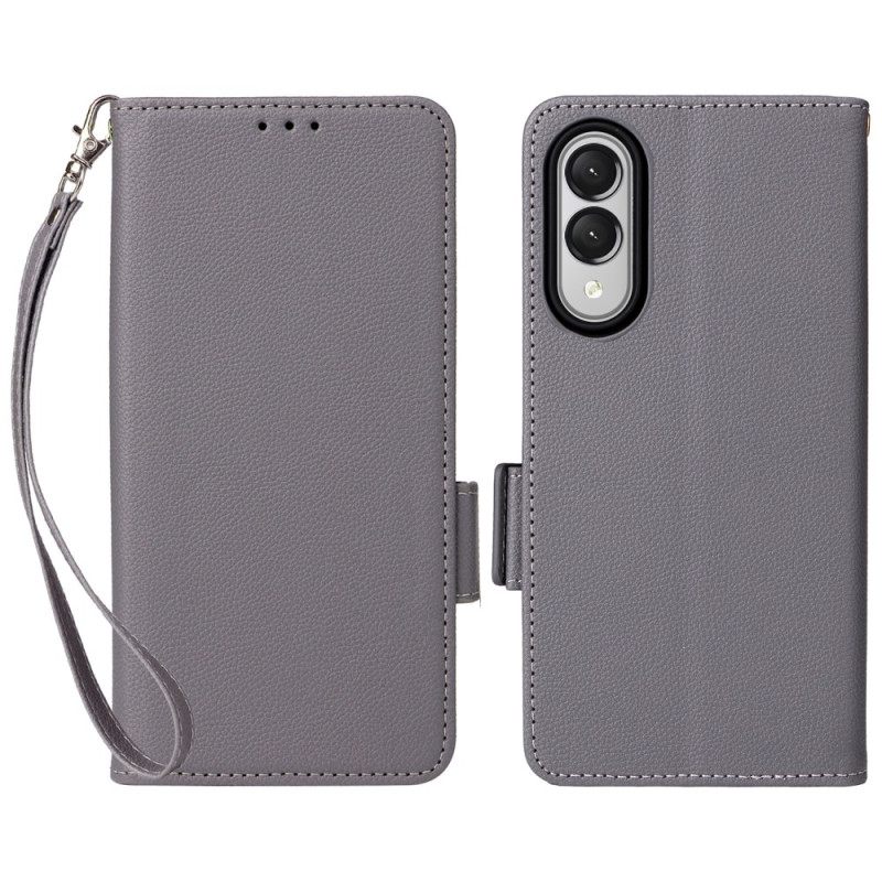 Flip Case Leren Samsung Galaxy S25 5g Edge Kunstleer Met Bandje