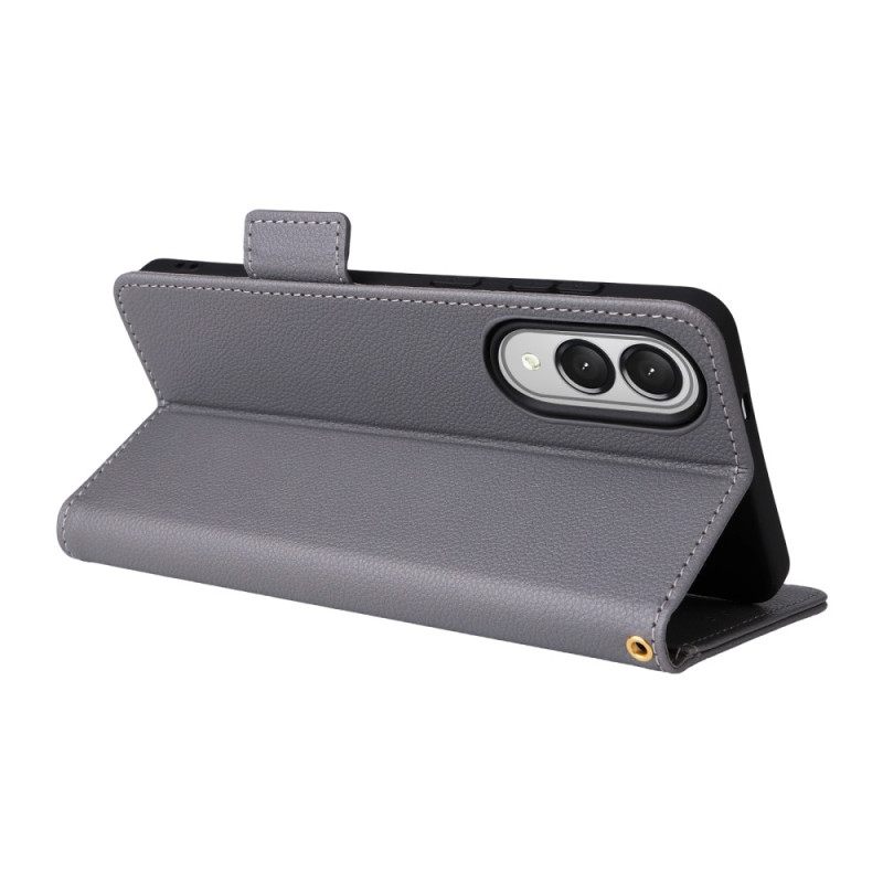 Flip Case Leren Samsung Galaxy S25 5g Edge Kunstleer Met Bandje