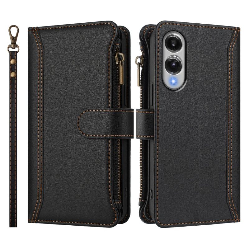 Flip Case Leren Samsung Galaxy S25 5g Edge Portemonnee Met 9 Kaartsleuven En Sleutelkoord