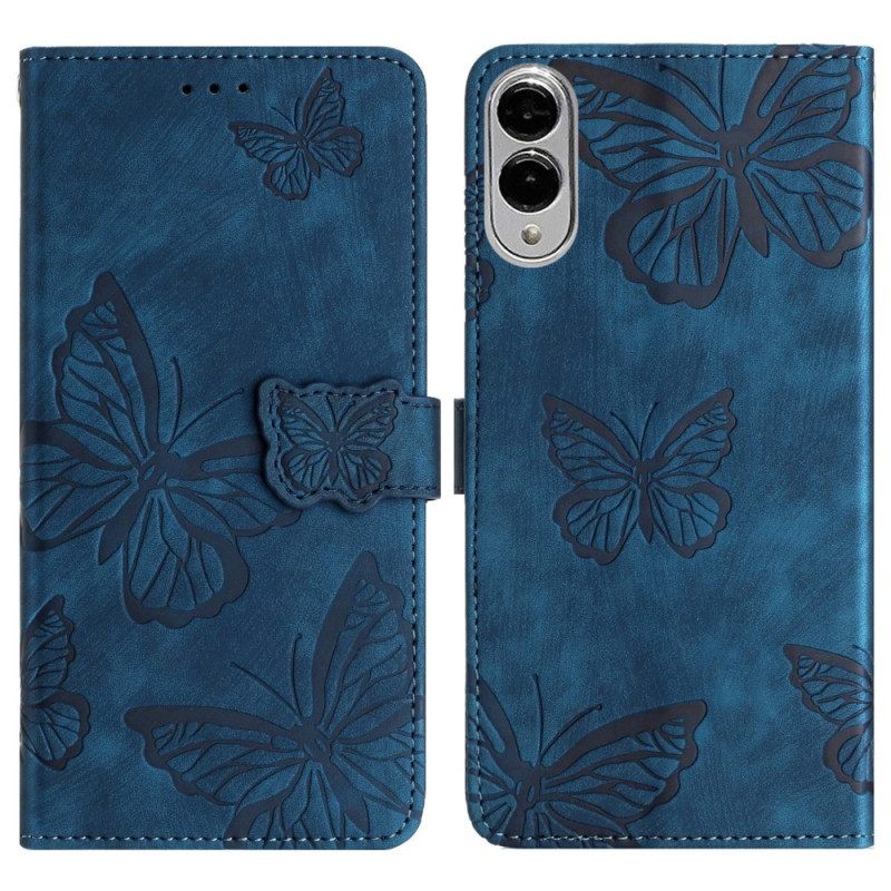 Flip Case Leren Samsung Galaxy S25 5g Edge Suède Vlindereffect