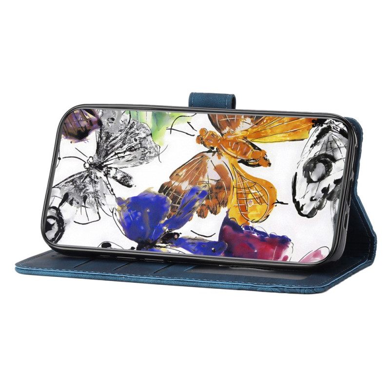 Flip Case Leren Samsung Galaxy S25 5g Edge Suède Vlindereffect