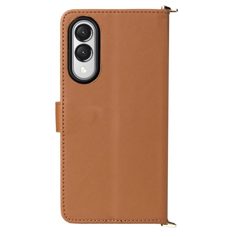 Folio-hoesje Samsung Galaxy S25 5g Edge Telefoonhoesje Gewatteerd Met Bandje En Schouderband